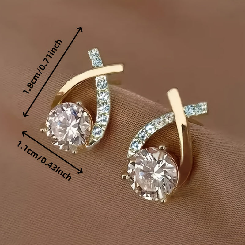 Pendientes con cruz de oro y circonitas
