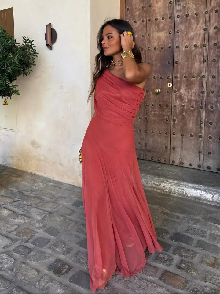 Vestido Toledo: Maxi de un hombro en Mesh