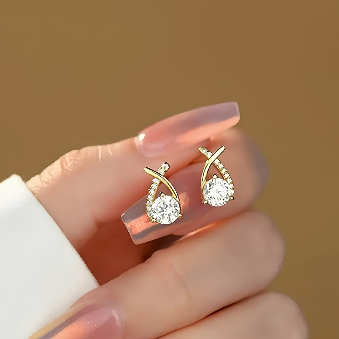 Pendientes con cruz de oro y circonitas