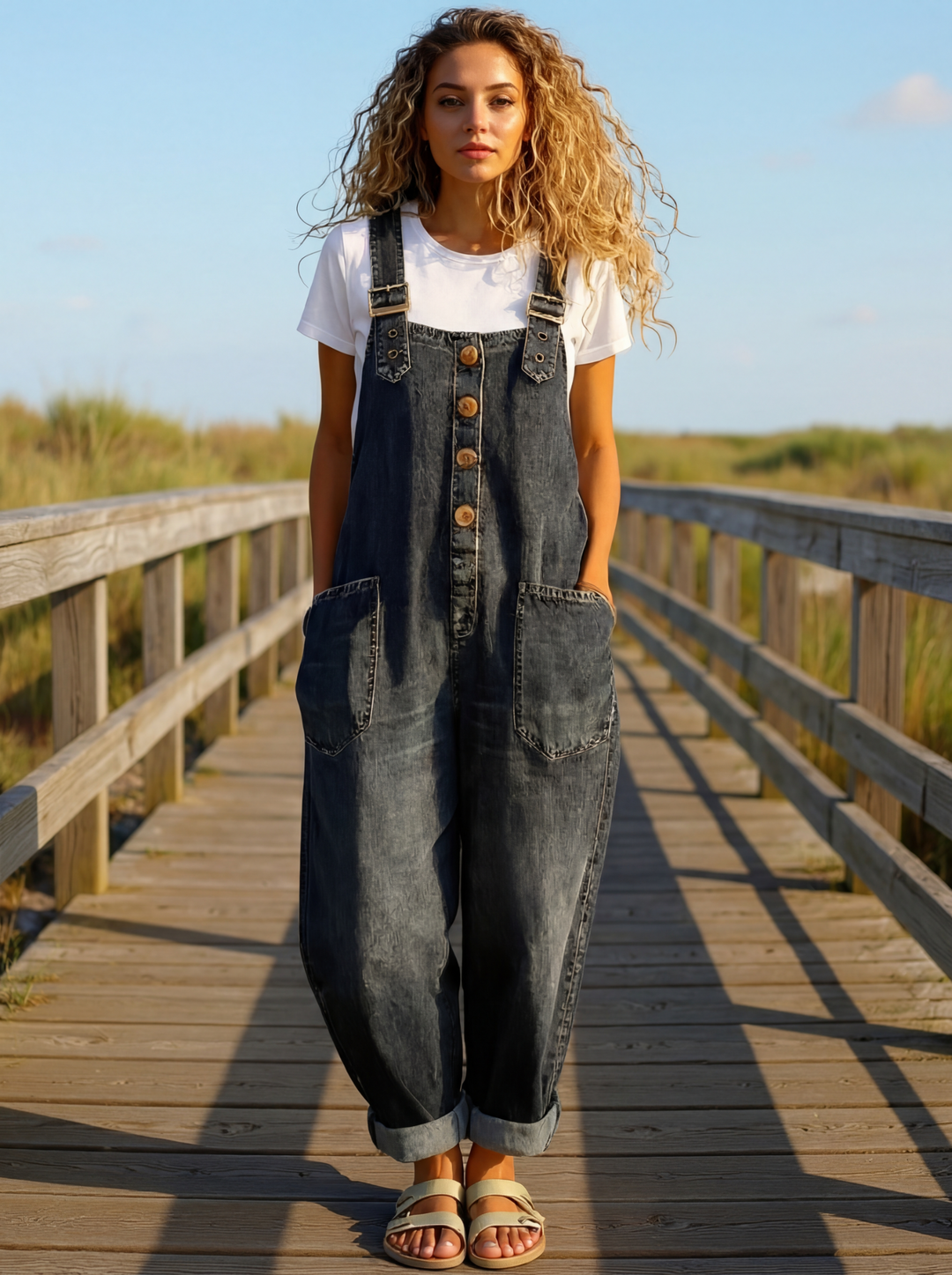 Rocio™ - Mono vaquero casual con hebilla ajustable.