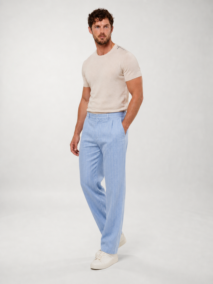 Pantalones de Lino a Rayas