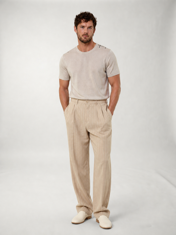 Pantalones de Lino a Rayas