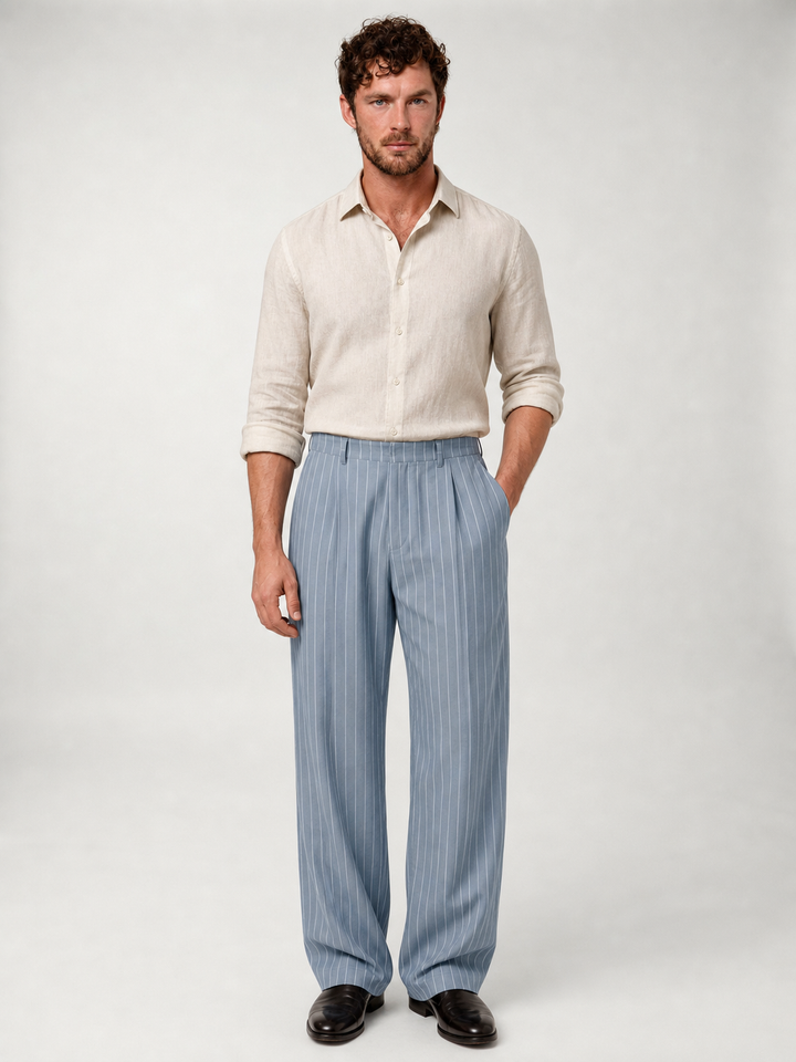 Pantalones de Lino a Rayas