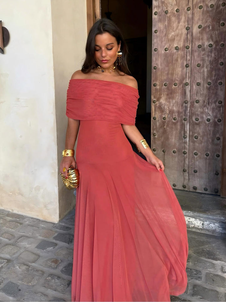 Vestido Toledo: Maxi de un hombro en Mesh