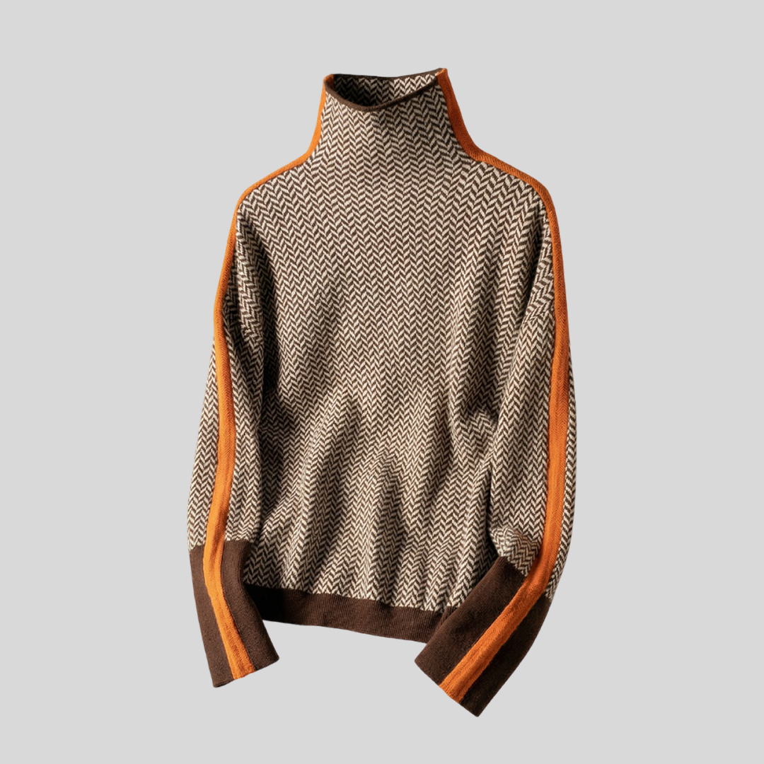 Clemence™║Suéter de cuello alto con rayas
