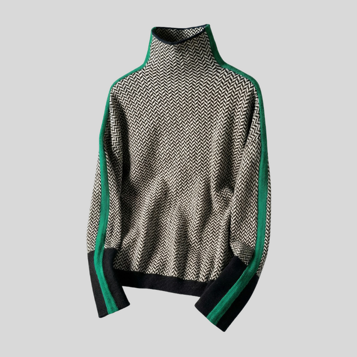 Clemence™║Suéter de cuello alto con rayas