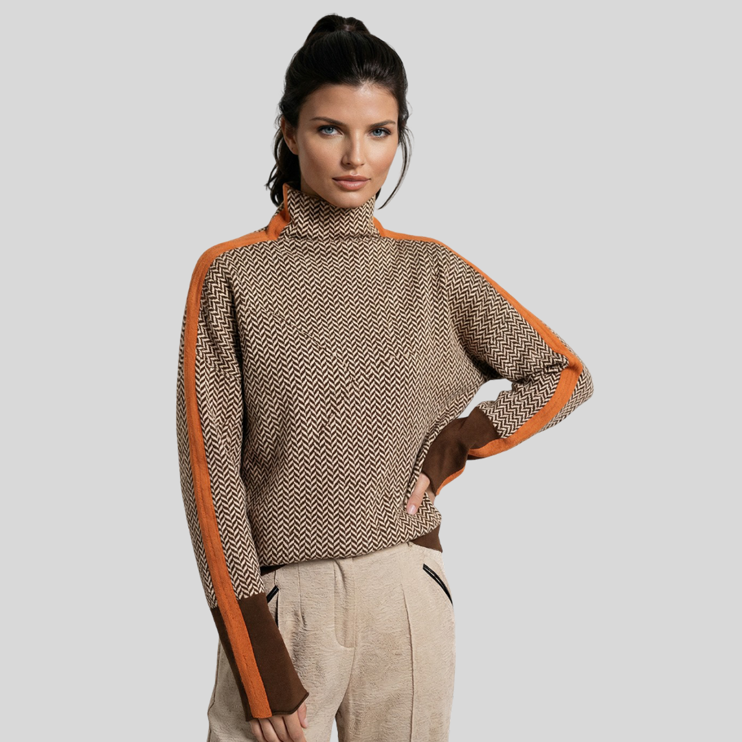 Clemence™║Suéter de cuello alto con rayas