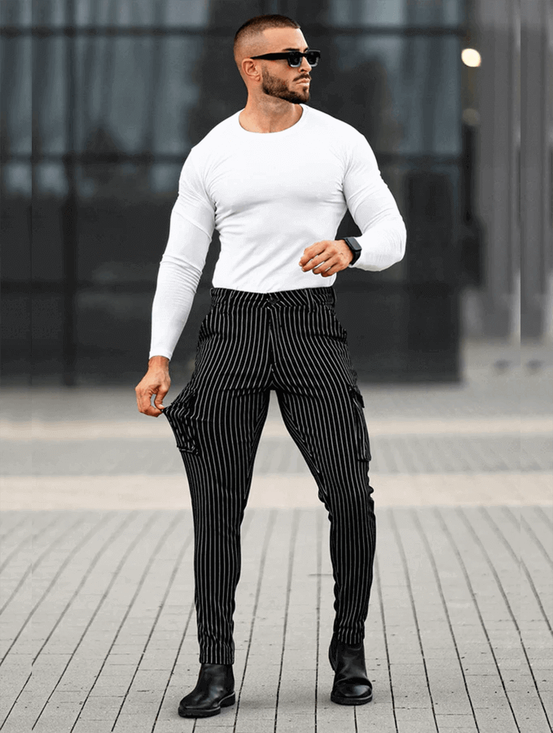 Vittorio Pantalones Slim Fit - Negro